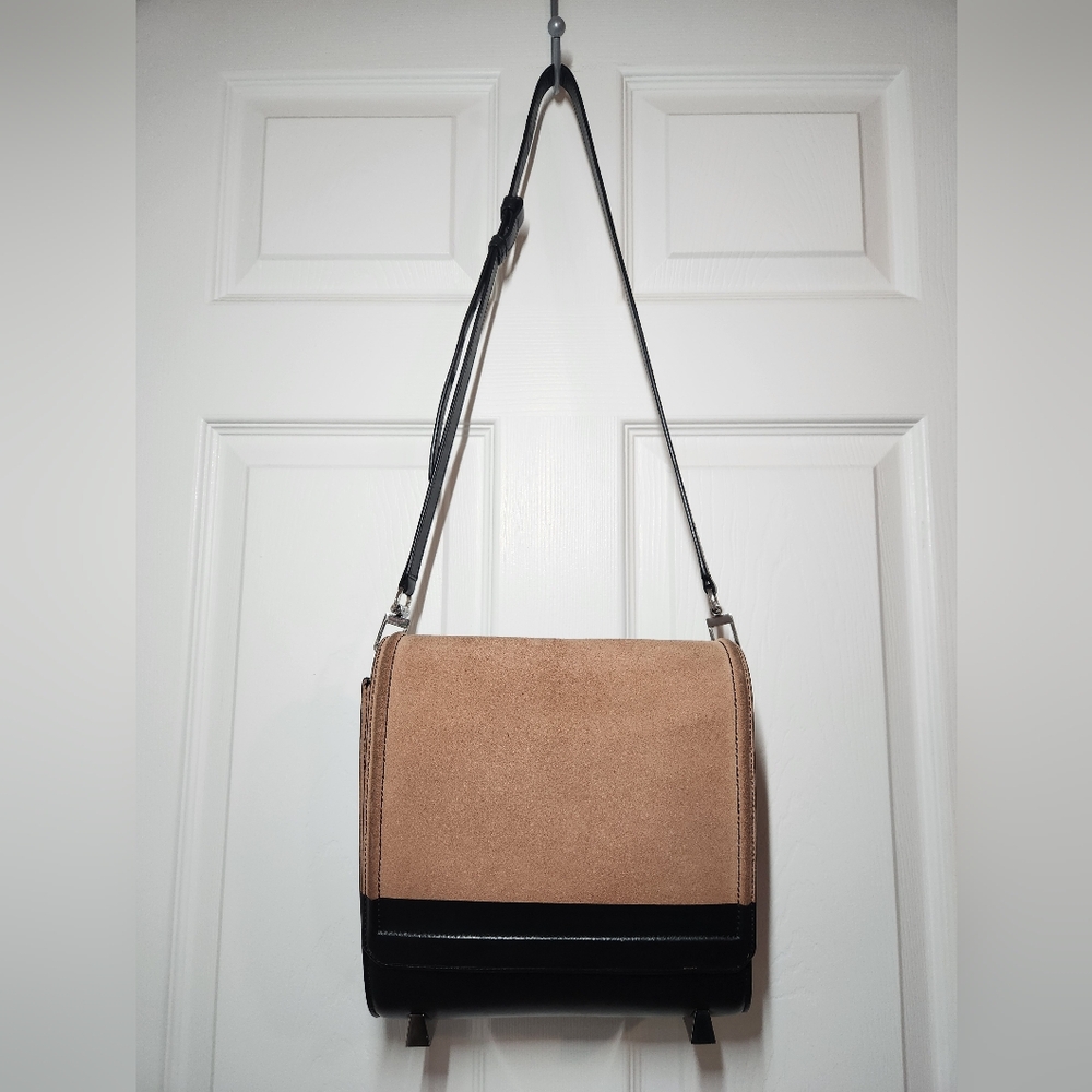 Alexander Wang Peach Suede with Black Leather Flap Shoulder Crossbody Bag